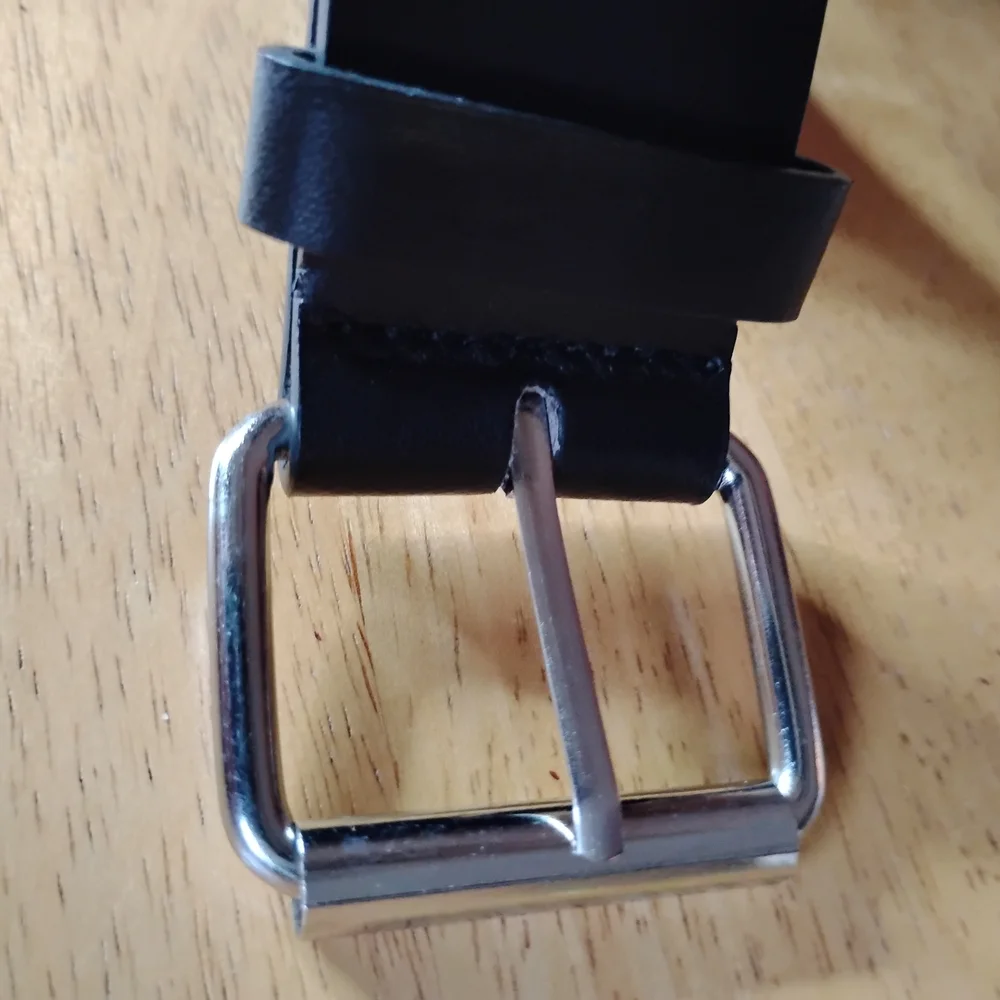 Black Studded Leather Belt with Silver Rivet Detail
